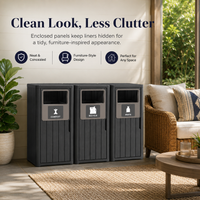 MINDYES 3-IN-1 Large Outdoor Trash Bin, 99 Gallon Waterproof Garbage Can with Garbage Labels for Roadside Bus Stop & Park, Black MINDYES 3-IN-1 Large Outdoor Trash Bin, 99 Gallon Waterproof Garbage Can with Garbage Labels for Roadside Bus Stop & Park, Black