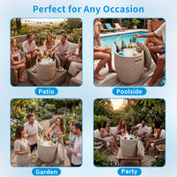 MINDYES 4-IN-1 Outdoor Patio Garden Furniture, Stool Storage Box Cool Bar Table Side Table with 10 Gallon Ice Bucket, Beige MINDYES 4-IN-1 Outdoor Patio Garden Furniture, Stool Storage Box Cool Bar Table Side Table with 10 Gallon Ice Bucket, Beige