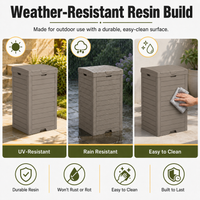 MINDYES Outdoor Trash Bin with Lid & Drip Tray, Hideaway Garbage Can, Light Brown MINDYES Outdoor Trash Bin with Lid & Drip Tray, Hideaway Garbage Can, Light Brown