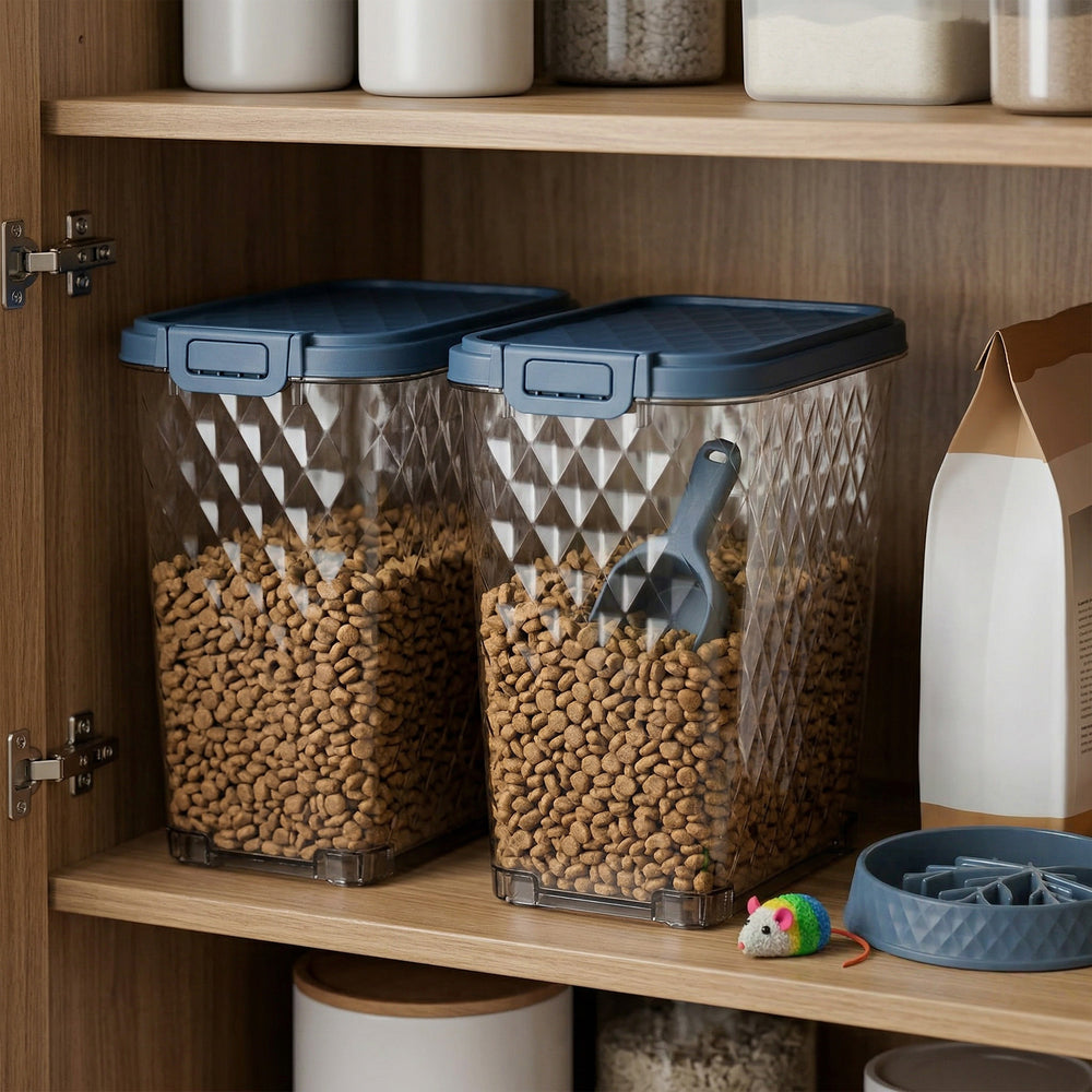 MINDYES 2 Set Dog & Cat Food Storage, 70 Lb Airtight Pet Food Storage Container with 2Pcs Scoop & Slow-Feeder Bowl MINDYES 2 Set Dog & Cat Food Storage, 70 Lb Airtight Pet Food Storage Container with 2Pcs Scoop & Slow-Feeder Bowl