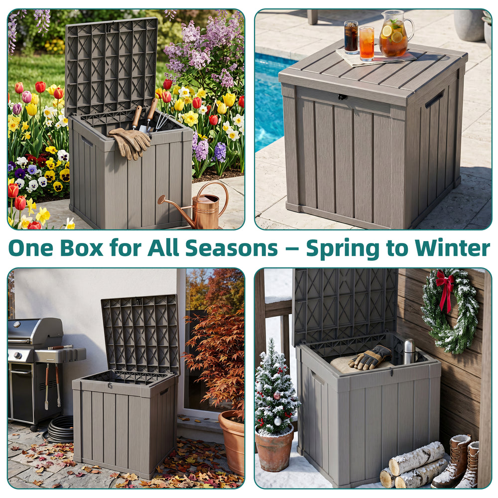 MINDYES 60 Gallon Outdoor Deck Box, Storage Box for Patio Cushions, Pool Floats & Garden Tools for Backyard, Beige MINDYES 60 Gallon Outdoor Deck Box, Storage Box for Patio Cushions, Pool Floats & Garden Tools for Backyard, Beige