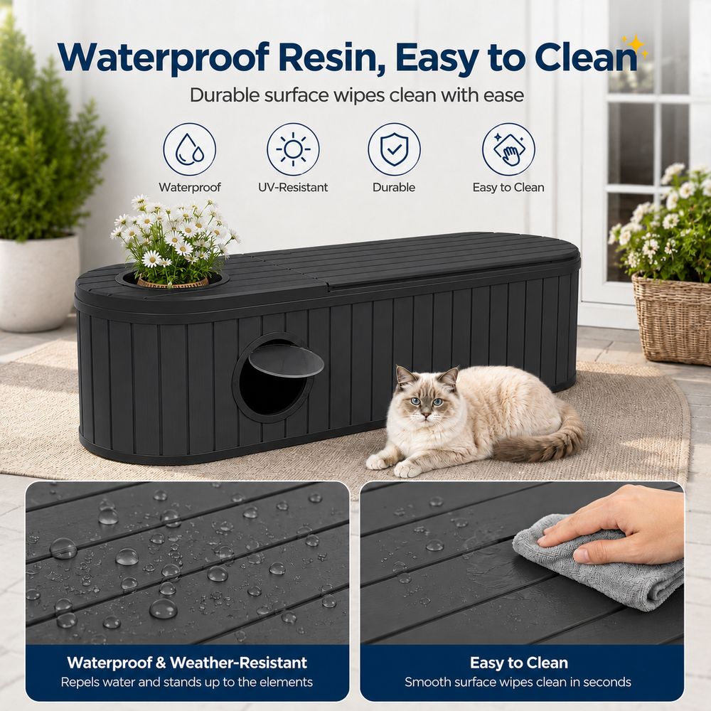 MINDYES Multifunctional Indoor Cat House, 4-In-1 Cat Bed for Shoe-Changing Stool, Bench and Storage Cabinet, Black MINDYES Multifunctional Indoor Cat House, 4-In-1 Cat Bed for Shoe-Changing Stool, Bench and Storage Cabinet, Black