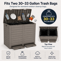 MINDYES Outdoor Trash Bin 62 Gallon Hideaway Garbage Can, Attached Lid, Light Brown MINDYES Outdoor Trash Bin 62 Gallon Hideaway Garbage Can, Attached Lid, Light Brown