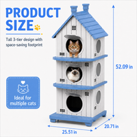 MINDYES Outdoor Three-Tier Cat Bed, Weatherproof Cat House Pet Shelter for Garden & Patio, Blue MINDYES Outdoor Three-Tier Cat Bed, Weatherproof Cat House Pet Shelter for Garden & Patio, Blue