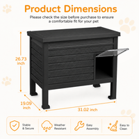 MINDYES Outdoor Cat House with Stent & Weatherproof Roof for Feral Cats & Kittens, Black MINDYES Outdoor Cat House with Stent & Weatherproof Roof for Feral Cats & Kittens, Black