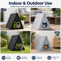 MINDYES Outdoor Cat House, Weatherproof Roof & Cat-shaped Door for Cats Kittens & Puppies, Black MINDYES Outdoor Cat House, Weatherproof Roof & Cat-shaped Door for Cats Kittens & Puppies, Black