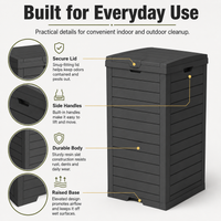 MINDYES 31 Gallon Outdoor Trash Bin with Lid & Drip Tray, Large Hideaway Garbage Can for Porch & Backyard, Black MINDYES 31 Gallon Outdoor Trash Bin with Lid & Drip Tray, Large Hideaway Garbage Can for Porch & Backyard, Black