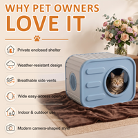 MINDYES Outdoor Cat House, Weatherproof Pet Shelter for Cats Kittens & Puppies, Blue MINDYES Outdoor Cat House, Weatherproof Pet Shelter for Cats Kittens & Puppies, Blue