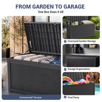 MINDYES 300 Gallon Wicker Deck Box, Outdoor Storage for Patio Furniture Cushions, Pool Equipment & All Tools, Black MINDYES 300 Gallon Wicker Deck Box, Outdoor Storage for Patio Furniture Cushions, Pool Equipment & All Tools, Black