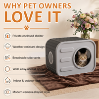 MINDYES Indoor Cat Bed, Camera-Shaped Cat House Weatherproof Feral Pet Shelter for Cats Kittens & Puppies, Gray MINDYES Indoor Cat Bed, Camera-Shaped Cat House Weatherproof Feral Pet Shelter for Cats Kittens & Puppies, Gray