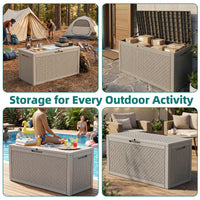 MINDYES 120 Gallon Resin Deck Box, Diamond Outdoor Storage Box for Patio Cushions, Pool Floats & Garden Tools, Beige MINDYES 120 Gallon Resin Deck Box, Diamond Outdoor Storage Box for Patio Cushions, Pool Floats & Garden Tools, Beige