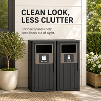MINDYES 66 Gallon Large Outdoor Trash Bin, Waterproof Resin Garbage Can with Garbage Labels for Garden Backyard, Black MINDYES 66 Gallon Large Outdoor Trash Bin, Waterproof Resin Garbage Can with Garbage Labels for Garden Backyard, Black