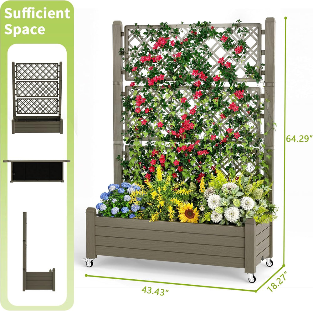 MINDYES Raised Garden Beds Outdoor Planter Box With Trellis MINDYES Raised Garden Beds Outdoor Planter Box With Trellis