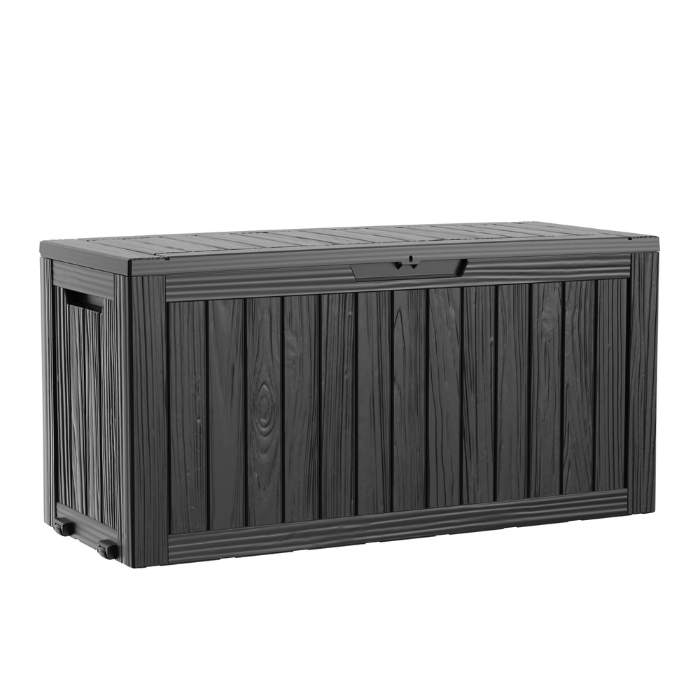 MINDYES 90 Gallon Deck Box, Outdoor Resin Storage Box with Gas Strut for Garden Patio Backyard, Black MINDYES 90 Gallon Deck Box, Outdoor Resin Storage Box with Gas Strut for Garden Patio Backyard, Black