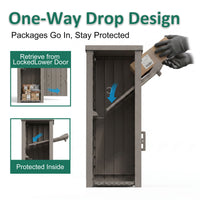 MINDYES Package Delivery Box with Lockable Secure, Outdoor Box for Porches Patios Curbside, Beige