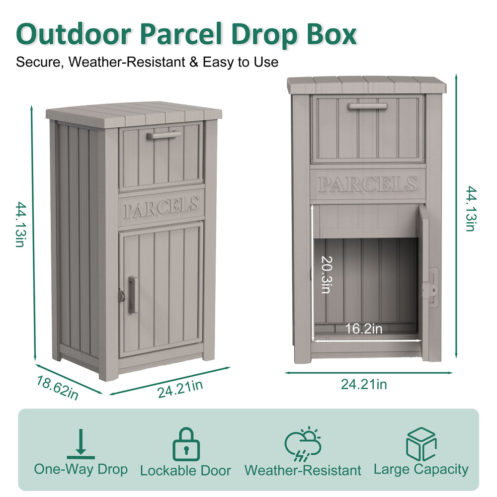 MINDYES Package Delivery Box with Lockable Secure, Outdoor Box for Porches Patios Curbside, Beige