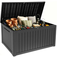 MINDYES 260 Gallon Deck Box, Large Outdoor Storage for Patio Furniture Cushions, Pool Equipment & Seasonal Decor, Black