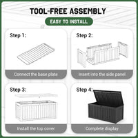 MINDYES 150 Gallon Resin Deck Box, Outdoor Storage Box for Garden Tools & Patio Cushions, Black