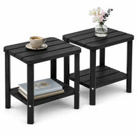 MINDYES Outdoor Side Table 2 Set, Adirondack 2-Tier Small End Table for Pool Patio Garden Backyard