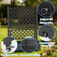 MINDYES Outdoor Raised Garden Bed With Trellis, Backyard Above Ground Large Garden Planter Boxes with Legs & Wheels 43.43*18.27*64.29