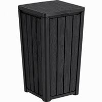 MINDYES 32 Gallon Outdoor Trash Bin with Lid, Waterproof Resin Garbage Can for Patio, Porch & Backyard, Black