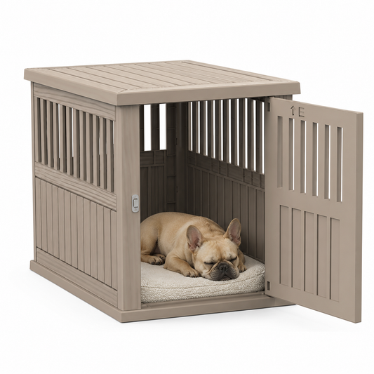 MINDYES 30" Dog Cage, Indoor Medium Small Dog Crate Furniture with Locking, Light Brown