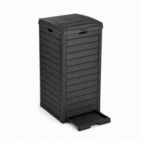 MINDYES 31 Gallon Outdoor Trash Bin with Lid & Drip Tray, Large Hideaway Garbage Can for Porch & Backyard, Black