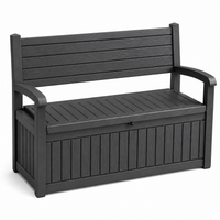 MINDYES 82 Gallon Outdoor Storage Bench and Deck Box Organization Storage Combi for Patio Garden, Black