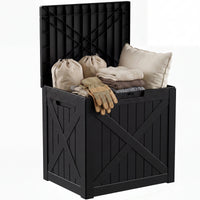 MINDYES 35 Gallon Deck Box, Outdoor Storage Boxes for Patio Cushions, Pool Toys & Garden Tools, Black