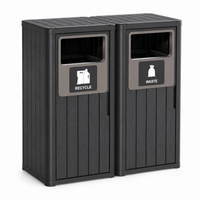 MINDYES 66 Gallon Large Outdoor Trash Bin, Waterproof Resin Garbage Can with Garbage Labels for Garden Backyard, Black