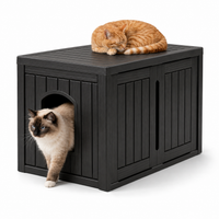 MINDYES Hidden Multifunctional Cat Litter Box Enclosure Furniture with Divider for Living Room Bedroom Hallway, Black