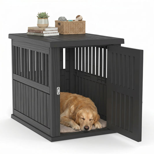 MINDYES 40" Large Dog Crate Furniture with Locking, Decorative Dog Cage for Indoor, Black