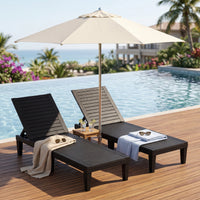 MINDYES Patio Chaise Lounge Chair Set of 2, 5-Positions Adjustable Outdoor Lounge Chair, Beige