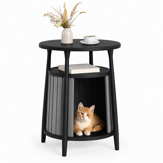 MINDYES Multifunctional Furniture Cat Bed for Coffee Table, Stool, or Cat House, Home Decor for Living Room, Black