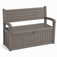 MINDYES Storage Bench and Deck Box Organization Storage Combi, 82 Gallon Outdoor Seating for Patios and Lawns, Light Brown