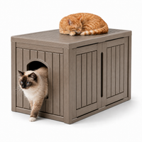 MINDYES Multifunctional Cat Cabinet, Hidden Cat Litter Box Furniture with Divider for Indoor Outdoor, Light Brown