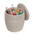 MINDYES 4-IN-1 Outdoor Patio Garden Furniture, Stool Storage Box Cool Bar Table Side Table with 10 Gallon Ice Bucket, Beige