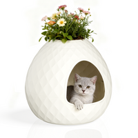 MINDYES Plant Hidden Cat Litter Box Resin Rattan DIY Home Decor, White