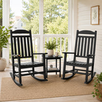 MINDYES Outdoor Rocking Chair Set of 2, Resin Patio Rocking Chair, Heavy Duty Front Porch Rocker, Black