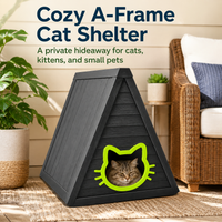 MINDYES Outdoor Cat House, Weatherproof Roof & Cat-shaped Door for Cats Kittens & Puppies, Black