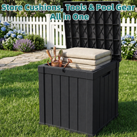 MINDYES 60 Gallon Deck Box, Large Outdoor Storage for Patio Cushions, Pool Floats & Garden Tools for Backyard & Deck, Black