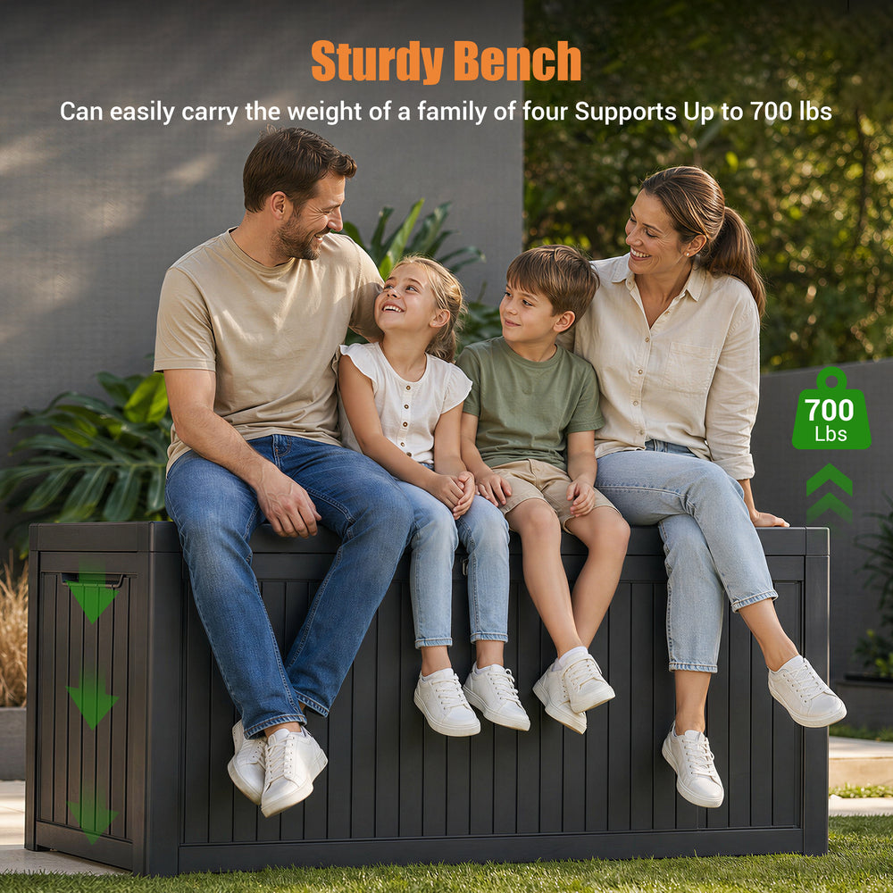 MINDYES 260 Gallon Deck Box, Large Outdoor Storage for Patio Furniture Cushions, Pool Equipment & Seasonal Decor, Black