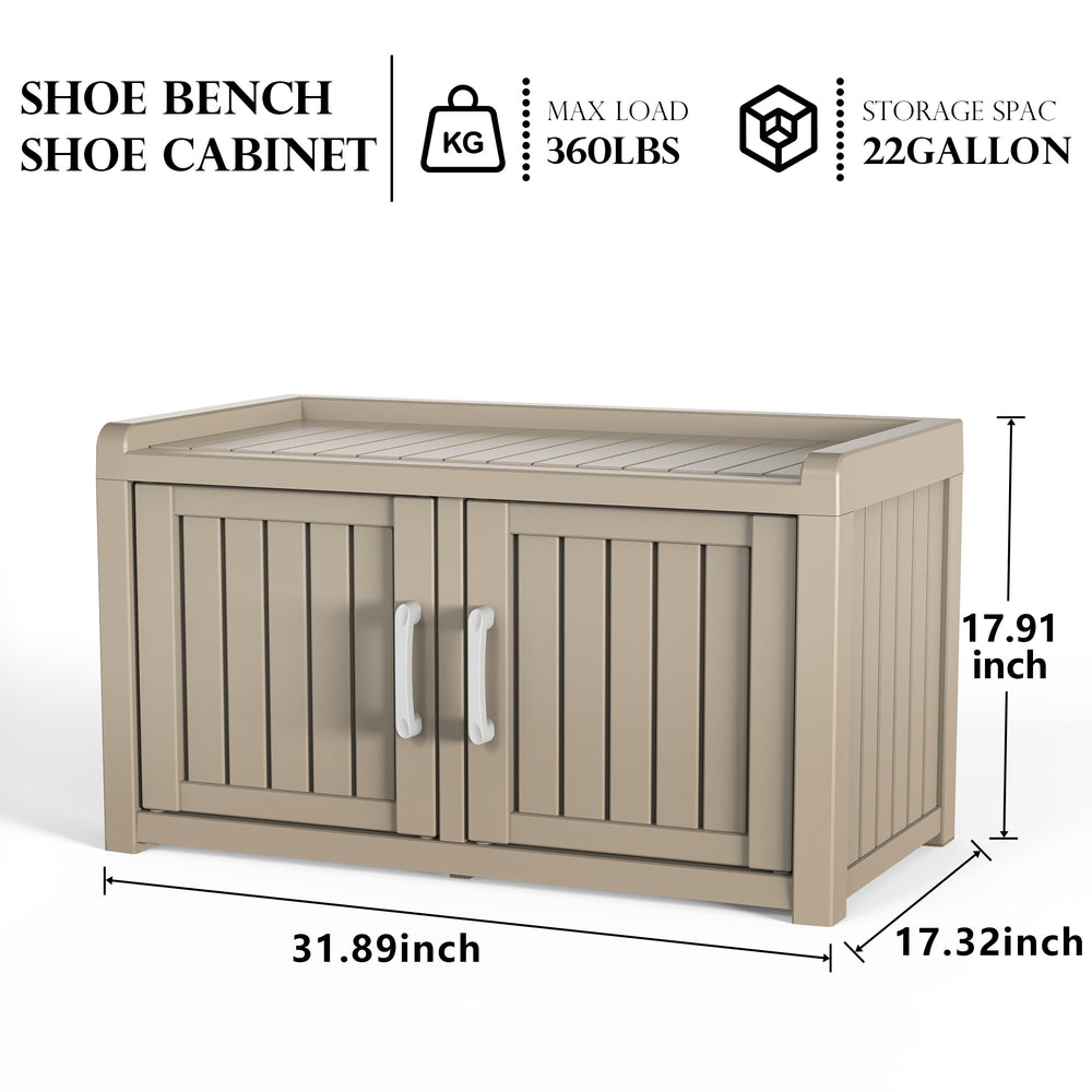 Shoe Storage Bench Entryway Bench with Adjustable Shelves and 2 Doors for Hallway, Living Room, Bedroom