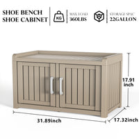 Shoe Storage Bench Entryway Bench with Adjustable Shelves and 2 Doors for Hallway, Living Room, Bedroom