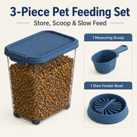 MINDYES 35 Lb Airtight Pet Food Storage Container, Dog & Cat Food Storage Bin with Wheels, Scoop, Slow-Feeder Bowl