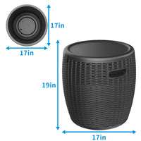 MINDYES Outdoor Patio Furniture and Cool Bar Table Cocktail Side Table with 10 Gallon Ice Cooler Bucket Cooler, Black