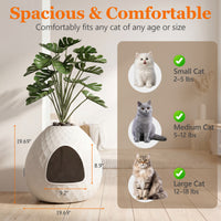 MINDYES Plant Hidden Cat Litter Box with Pebbles and Artificial Greenery, Home Decor Cat Boxs for All Cats, White