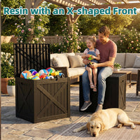 MINDYES 35 Gallon Deck Box, Outdoor Storage Boxes for Patio Cushions, Pool Toys & Garden Tools, Black
