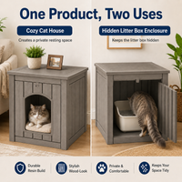 MINDYES Outdoor Cat House, Weatherproof 35Gal Pet Shelter for All Small Pets, Light Brown