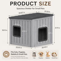 MINDYES Outdoor Cat House, Weatherproof Roof Removable Lids & Ventilation window for Cats Kittens & Puppies, Gray